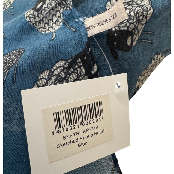 Sketched Sheep Motif Scarf Blue | Erin Knitwear - Picture 7 of 7